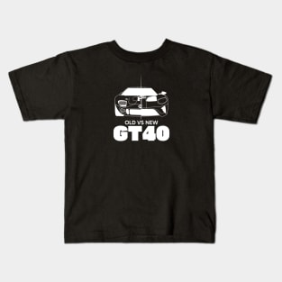 Old vs New GT40 White Outline Kids T-Shirt